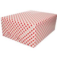 Bruiloft inpakpapier/cadeaupapier rood hart print 200 x 70 cm Rood