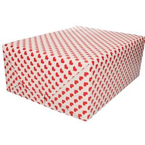 Bellatio Bruiloft inpakpapier/cadeaupapier rood hart print 200 x 70 cm Rood