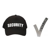 Zwarte security verkleed pet / cap met beveiligingsembleem Zwart