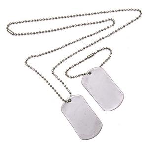 2x Dogtags aan ketting soldaten verkleed accessoire Zilver