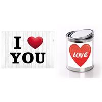 Bellatio I Love You Valentijnskaart met love cadeaublik hartje Rood