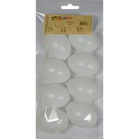 8x Witte kunststof eieren decoratie 6 cm hobby Wit
