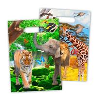 16x Safari/jungle themafeest feestzakjes 16,5 x 23 cm Multi