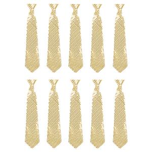 Set van 10x gouden pailletten stropdassen cm Goudkleurig