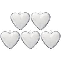 5x Transparant kunststof hart 6 cm decoratie/hobbymateriaal Transparant