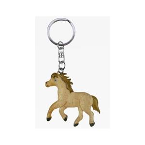 2x Houten sleutelhanger paard/veulen speelgoed Multi