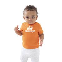 Bellatio Prinsje met kroon Koningsdag t-shirt oranje baby/peuter voor jongens