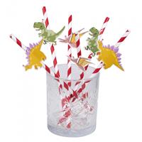 Boland Papieren Rietjes Dino Party 3 Designs Set A 6 Stuks 20cm