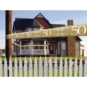 Folat Set van 3x stuks 50 jaar gouden jubileum markeerlint versiering Goudkleurig