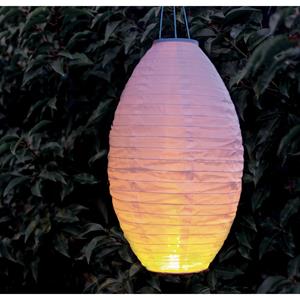 3x stuks solar buitenlampion / buitenlampionnen wit met realistisch vlameffect 30 x 50 cm Wit