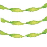 Set van 3x stuks crepe papier slingers lime groen van 6 meter Groen