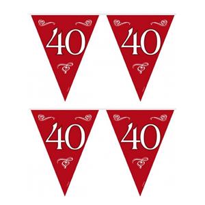 2x stuks jaar jubileum vlaggenlijnen slingers 10 meter Rood