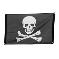 Boland piratenvlag doodshoofd 90 cm katoen zwart/wit