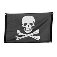 piratenvlag doodshoofd 90 cm katoen zwart/wit
