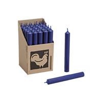 Bellatio 25x Lange kaarsen donkerblauw 18 cm staafkaarsen/steekkaarsen Blauw - Dinerkaarsen