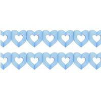 Set van 2x stuks hartjes slingers geboorte jongen blauw 3 meter - Feestslingers