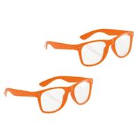 Set van 25x stuks neon oranje zonnebrillen - Verkleedbrillen
