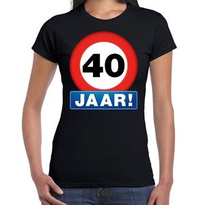 Stopbord jaar verjaardag t-shirt zwart voor dames