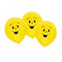 18x stuks gele Party ballonnen smiley emoticons thema - Ballonnen