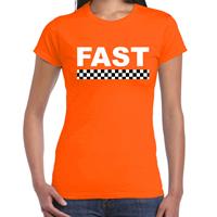 Bellatio Fast coureur supporter / finish vlag t-shirt oranje voor dames