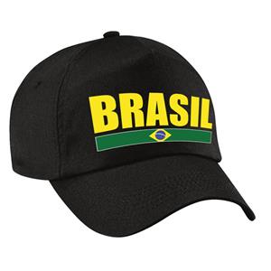 Bellatio Brasil supporter pet / cap Brazilie zwart kids - Verkleedhoofddeksels