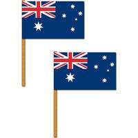 Set van 2x stuks luxe grote zwaaivlaggen Australie 30 x 45 cm - zwaaivlaggen