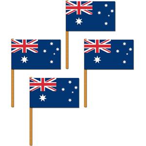 Set van 4x stuks luxe grote zwaaivlaggen Australie 30 x 45 cm - zwaaivlaggen