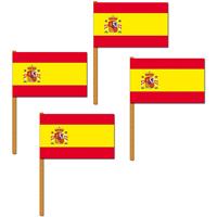 Set van 4x stuks luxe grote zwaaivlaggen Spanje 30 x 45 cm - zwaaivlaggen