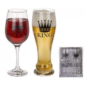 Out of the Blue Tasse »King Bierglas Queen Weinglas 2er Set«, PVC