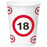 Folat Becher "Verkehrsschild" zum 18. Geburtstag, 8er Pack