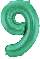 Folat folieballon ''9'' Metallic 86 cm groen