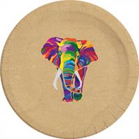 Kompostierbar 8 Pappteller 23cm Design Elephant Kompostierbar bunt