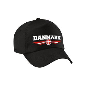 Bellatio Denemarken / Danmark landen pet / baseball cap zwart kinderen - Verkleedhoofddeksels