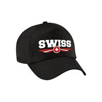 Bellatio Zwitserland / Swiss landen pet / baseball cap zwart volwassenen - Verkleedhoofddeksels