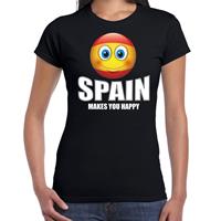 Bellatio Spain makes you happy landen t-shirt Spanje zwart voor dames