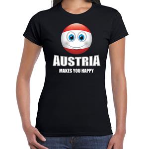 Bellatio Austria makes you happy landen t-shirt Oostenrijk zwart voor dames