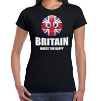 Bellatio Britain makes you happy landen t-shirt Verenigd Koninkrijk zwart voor dames