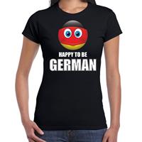 Bellatio Duitsland emoticon Happy to be German landen t-shirt zwart dames - Feestshirts