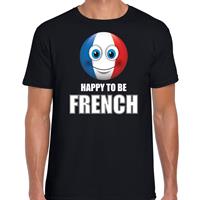 Bellatio Frankrijk emoticon Happy to be French landen t-shirt zwart heren - Feestshirts