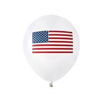 24x Witte ballonnen met Amerikaanse vlag/USA thema 23 cm - Ballonnen
