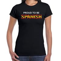 Bellatio Spanje Proud to be Spanish landen t-shirt zwart dames - Feestshirts