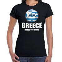 Bellatio Greece makes you happy landen t-shirt Griekenland zwart voor dames