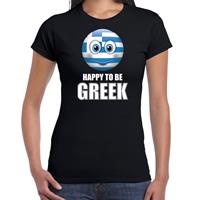 Bellatio Griekenland emoticon Happy to be Greek landen t-shirt zwart dames - Feestshirts