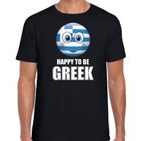 Bellatio Griekenland emoticon Happy to be Greek landen t-shirt zwart heren - Feestshirts