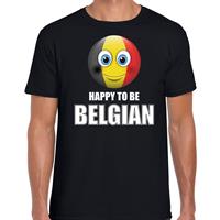 Bellatio Belgie emoticon Happy to be Belgian landen t-shirt zwart heren - Feestshirts