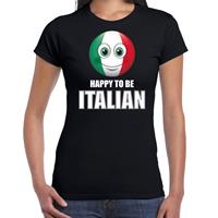 Bellatio Italie emoticon Happy to be Italian landen t-shirt zwart dames - Feestshirts