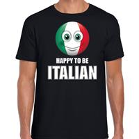 Bellatio Italie emoticon Happy to be Italian landen t-shirt zwart heren - Feestshirts