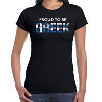 Bellatio Griekenland Proud to be Greek landen t-shirt zwart dames - Feestshirts