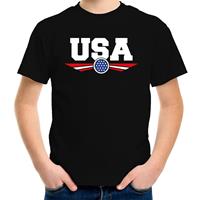 Bellatio Amerika / America / usa landen t-shirt zwart kids (134-140) - Feestshirts