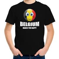 Bellatio Belgium makes you happy landen t-shirt Belgie zwart voor kinderen